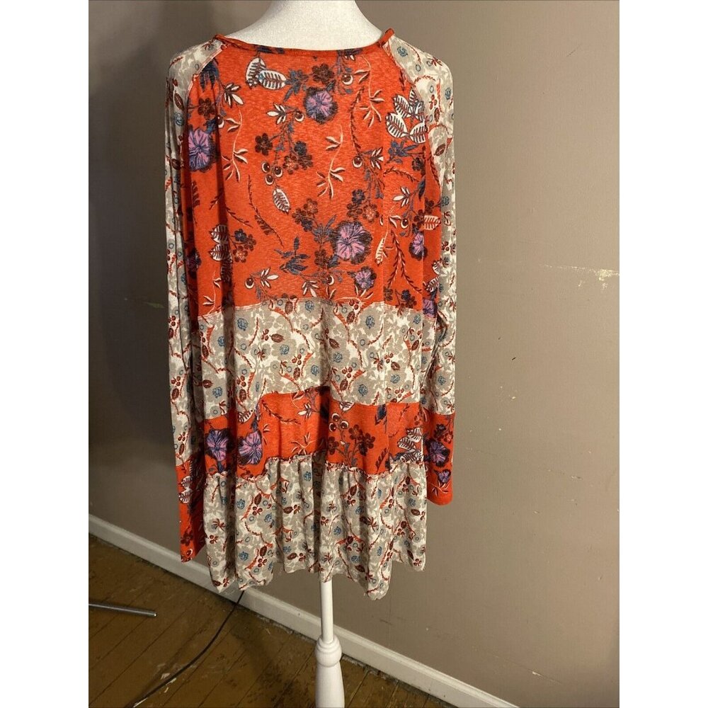 Free People Boho Flowy Dress Teierd Ruffles Semi-Sheer Floral Sz S Oversized - Picture 5 of 9